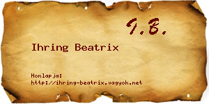 Ihring Beatrix névjegykártya